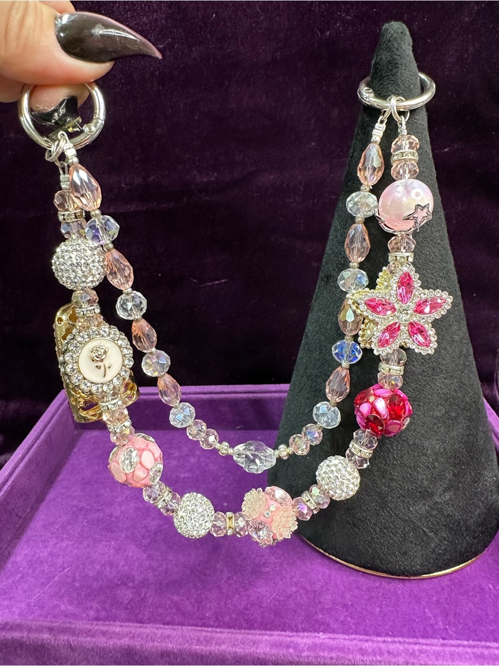 Fancy Handmade Double Chain โ Crystal & Rhinestone - Picture 2 of 8